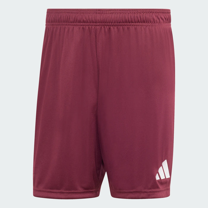 Maroon shorts with Adidas logo on a light gray background