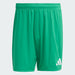 Green shorts with a white Adidas logo on a white background