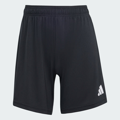 Black Adidas shorts on a white background