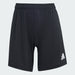Black Adidas shorts on a white background