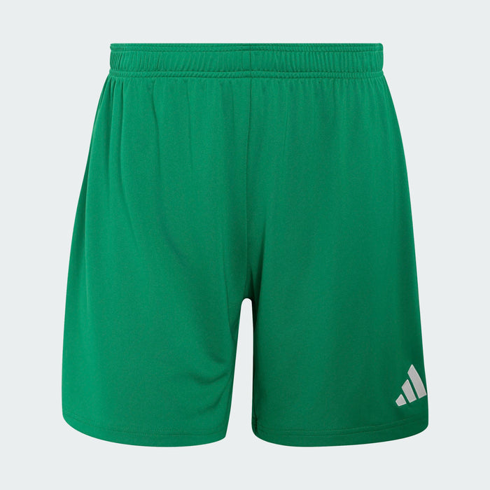 Green shorts with Adidas logo on a white background