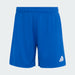 Blue shorts with a white Adidas logo on a white background