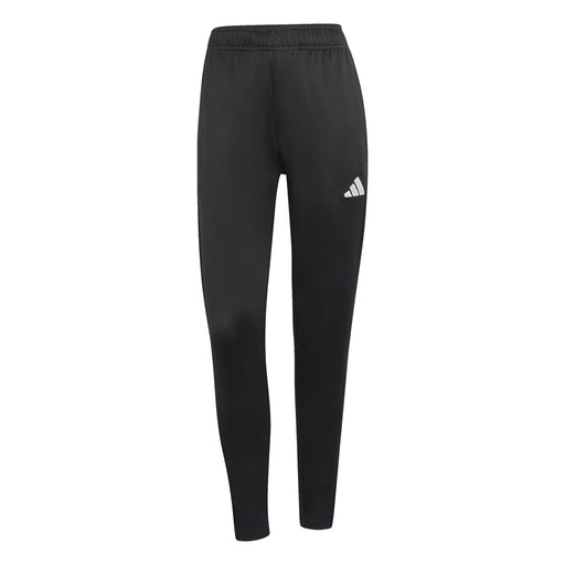 Black Adidas pants on a light gray background
