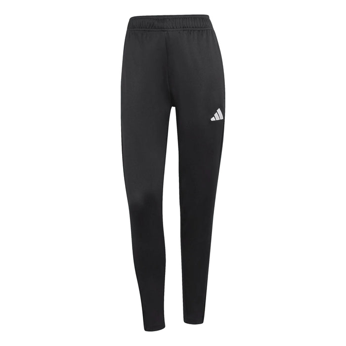 Black Adidas pants on a light gray background