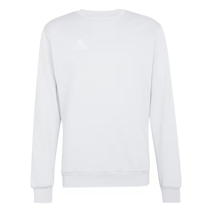 White sweatshirt with a white logo on a white background