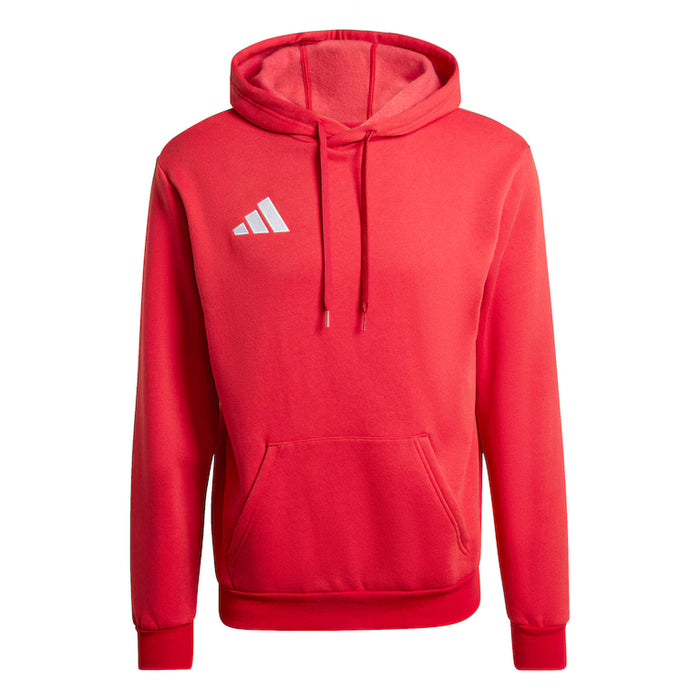 Red hoodie with Adidas logo on a white background