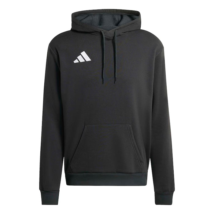 Black hoodie with Adidas logo on a white background