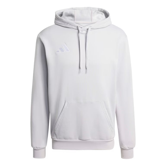 Light gray hoodie with brand logo on a white background
