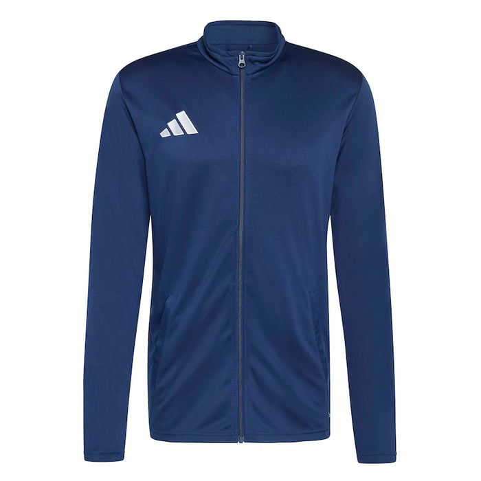Blue jacket with Adidas logo on a white background