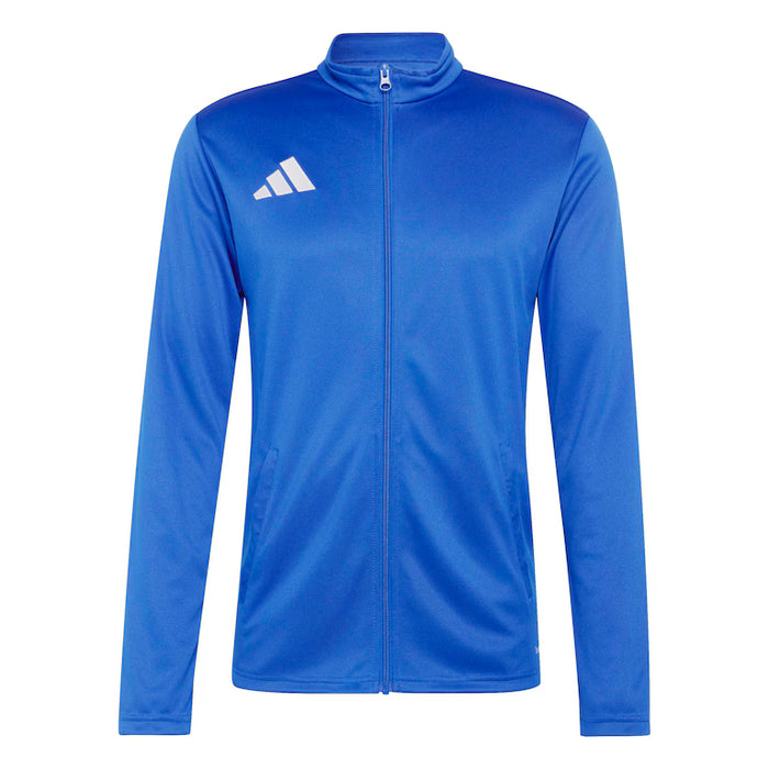 Blue jacket with Adidas logo on a white background