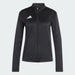 Black jacket with Adidas logo on a light gray background