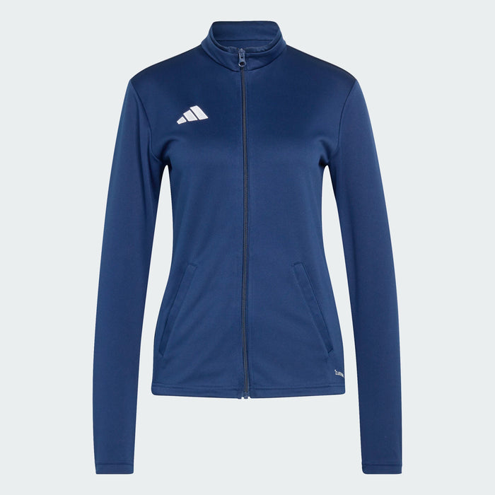 Blue jacket with Adidas logo on a white background