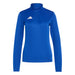 Blue long-sleeve athletic top with Adidas logo on a white background