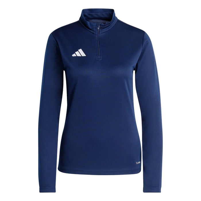 Navy blue long-sleeve athletic shirt with Adidas logo on a light gray background