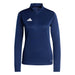 Navy blue long-sleeve athletic shirt with Adidas logo on a light gray background
