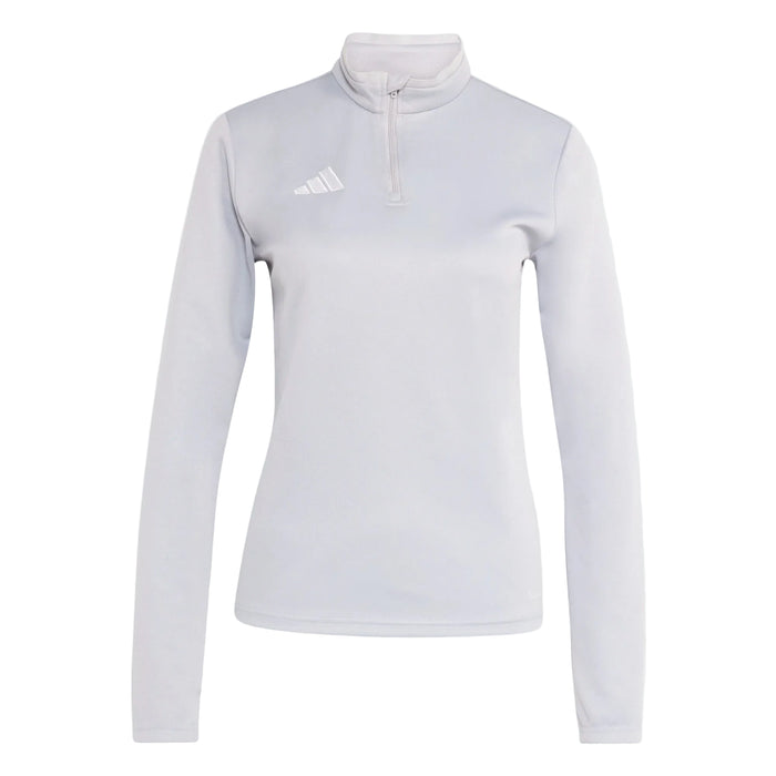 White long-sleeve athletic shirt with a brand logo on a white background