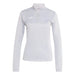 White long-sleeve athletic shirt with a brand logo on a white background