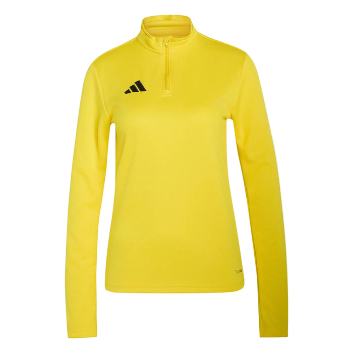 Yellow long-sleeve athletic top with Adidas logo on a light gray background