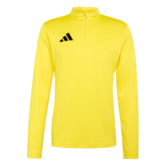 Yellow long-sleeve athletic shirt with a brand logo on a white background