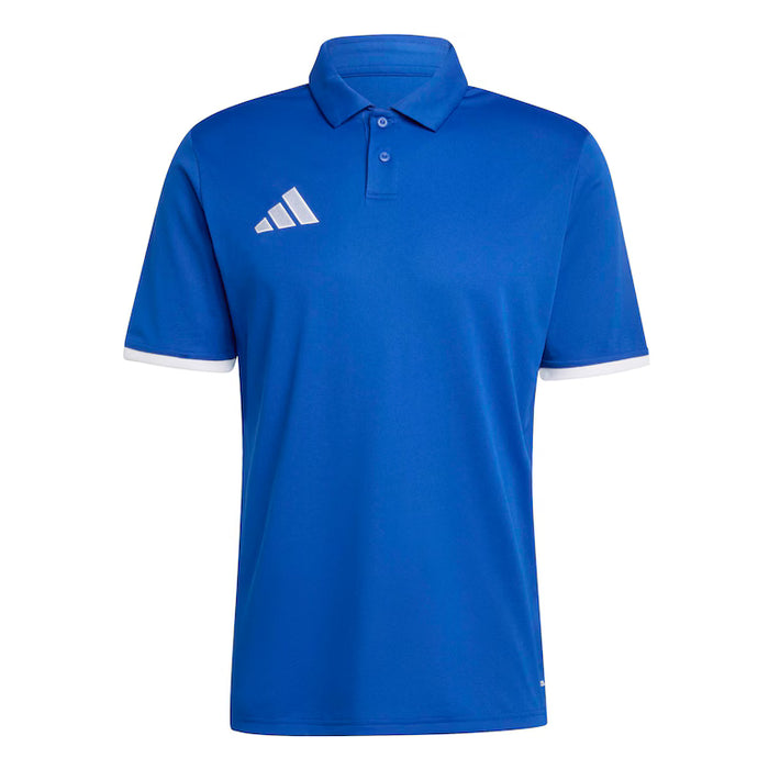 Blue Adidas polo shirt on a white background