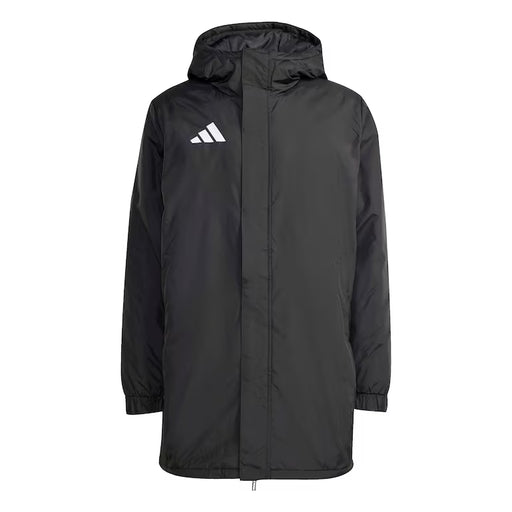 Black raincoat with a hood on a white background