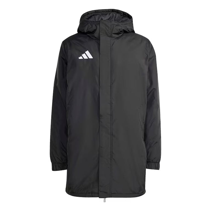 Black raincoat with a hood on a white background