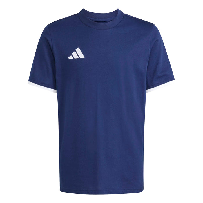 Blue t-shirt with Adidas logo on a white background