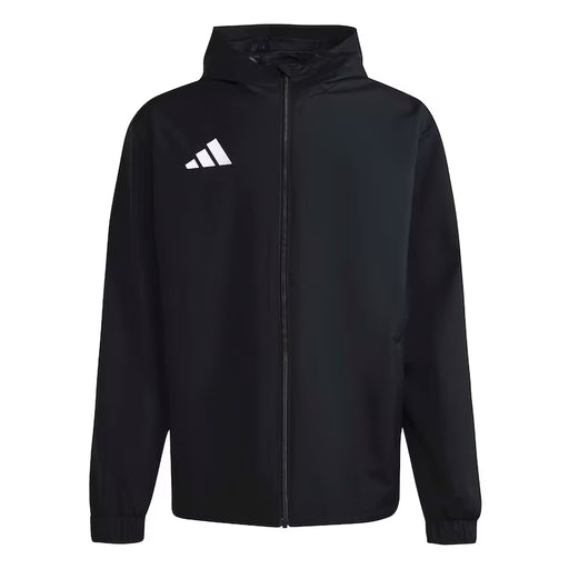 Black hoodie with Adidas logo on a white background
