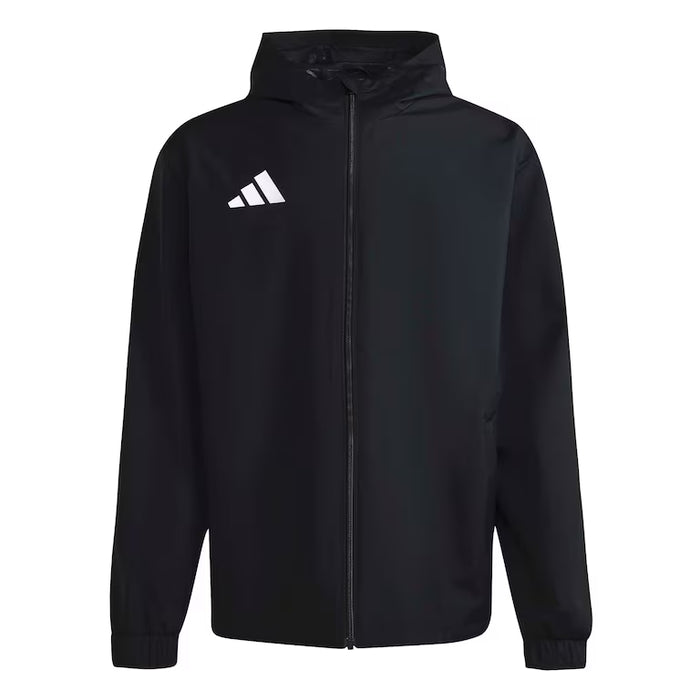 Black hoodie with Adidas logo on a white background