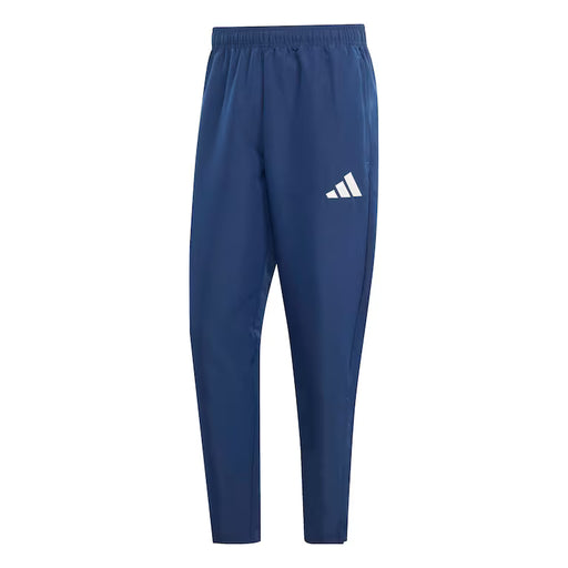 Blue Adidas pants on a white background