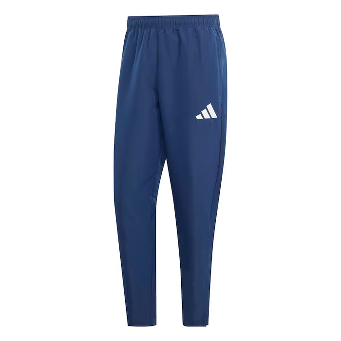 Blue Adidas pants on a white background