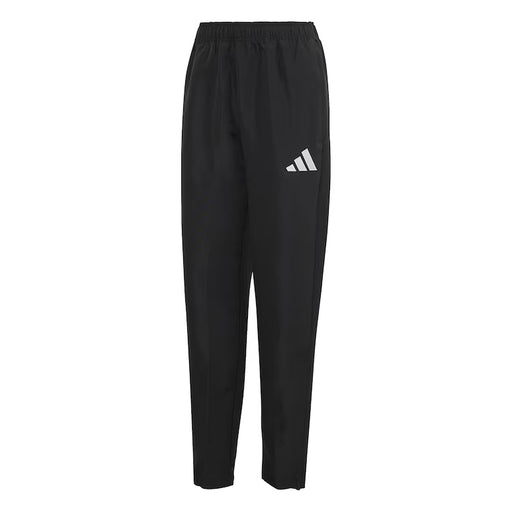 Black Adidas pants on a white background
