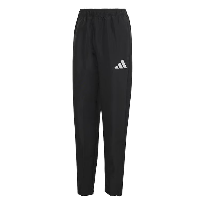 Black Adidas pants on a white background