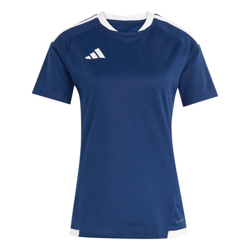 Blue sports jersey with white accents on a white background