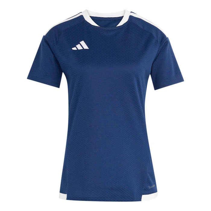 Blue sports jersey with white accents on a white background