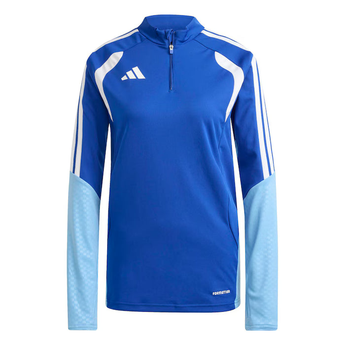 Blue and light blue sports jacket with a zipper on a white background