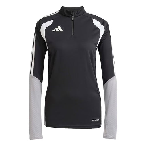 Black and gray long-sleeve athletic top with Adidas logo on a white background