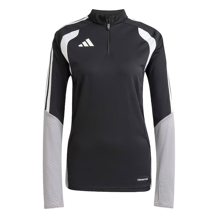 Black and gray long-sleeve athletic top with Adidas logo on a white background