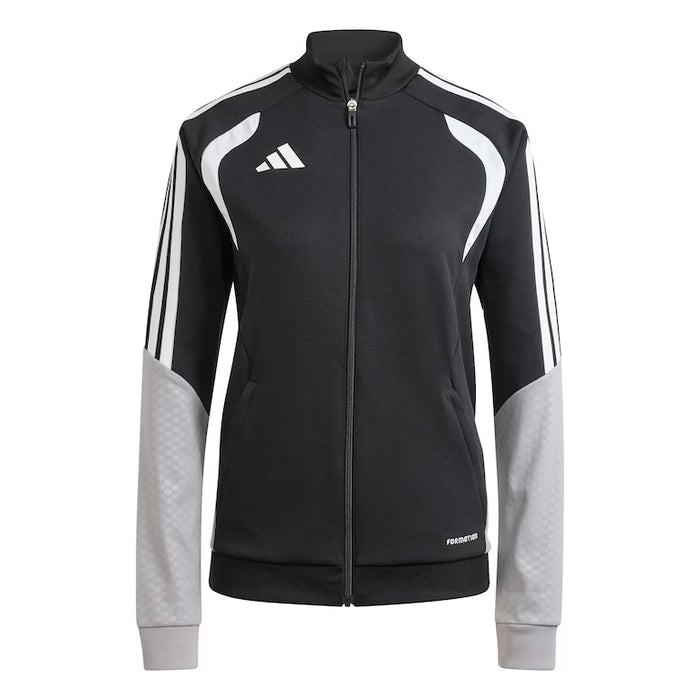 Black and gray Adidas jacket with white accents on a white background