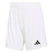 White shorts with a black Adidas logo on a white background