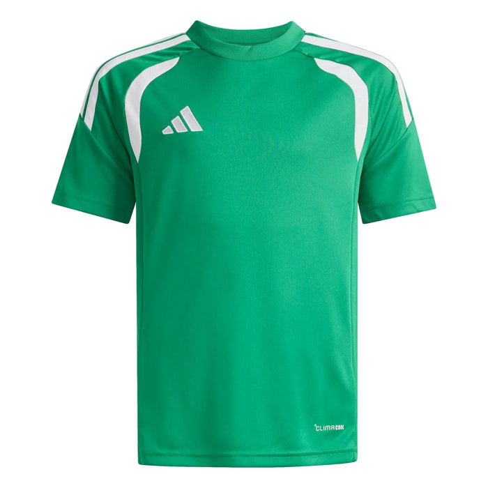 Green sports jersey with white accents and Adidas logo on a white background