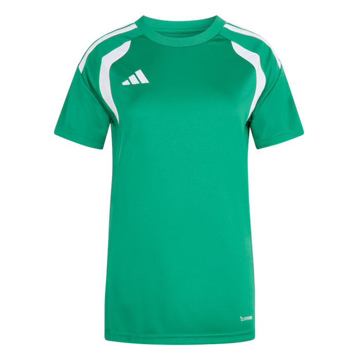 Green sports jersey with white accents and Adidas logo on a white background