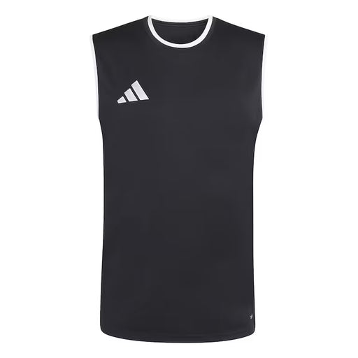 Black sleeveless shirt with Adidas logo on a white background