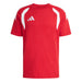 Red t-shirt with white accents and Adidas logo on a white background