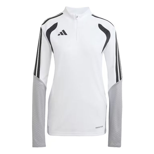 White and gray athletic jacket with Adidas logo on a white background