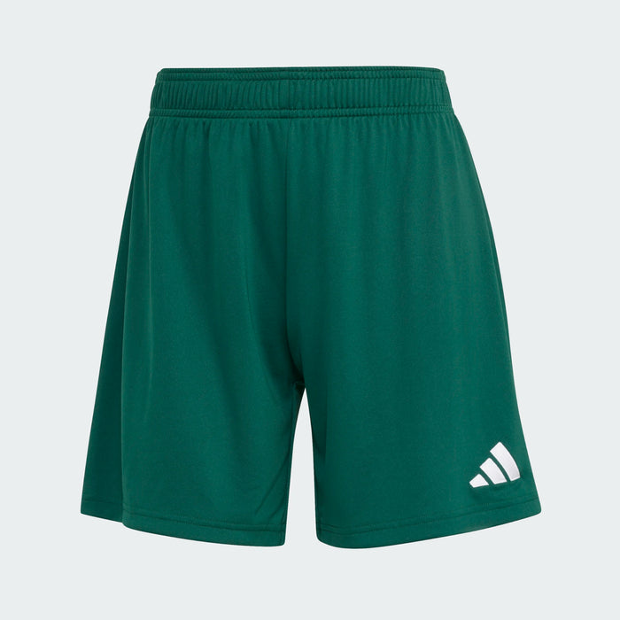 Green shorts with Adidas logo on a white background