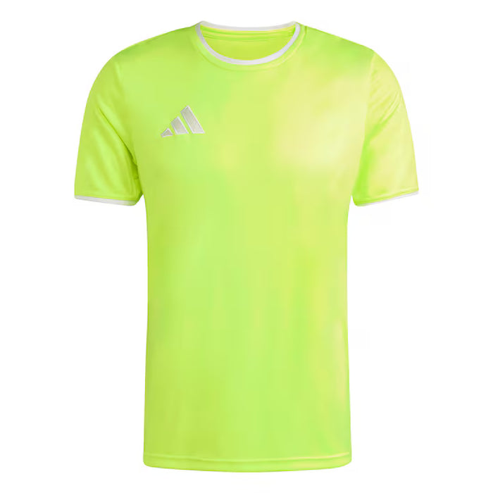 Neon green t-shirt with Adidas logo on a white background