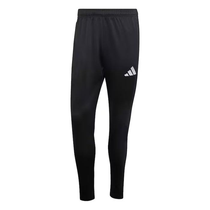 Black Adidas pants on a white background