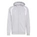 Light gray hoodie with white accents on a white background