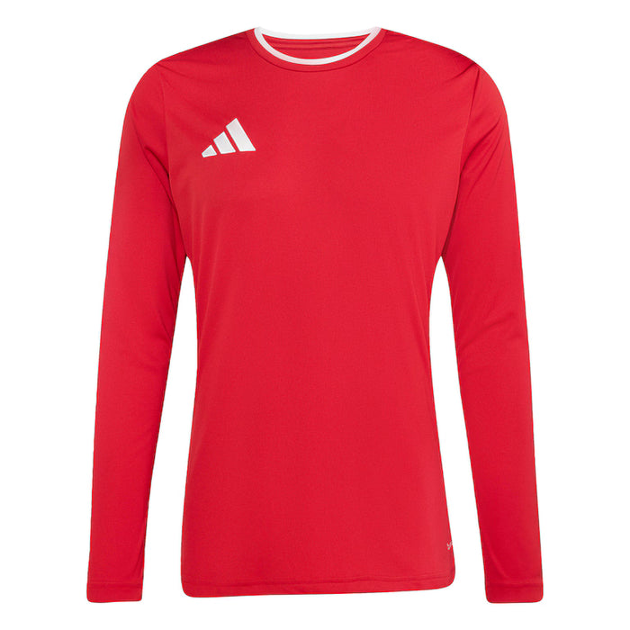 Red long-sleeve shirt with Adidas logo on a white background